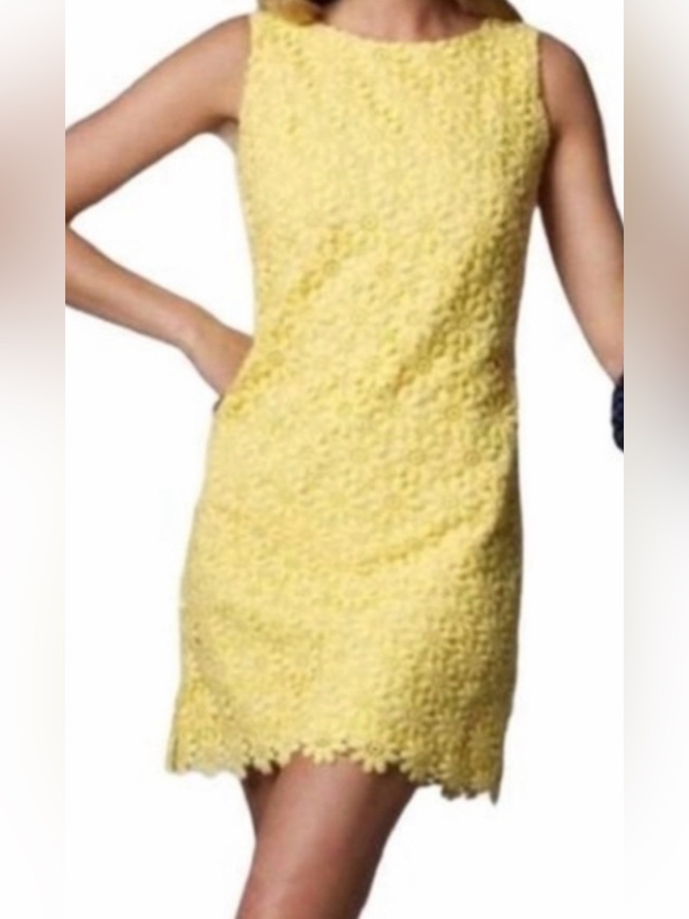 🌼🌼🌼🌼Lilly Pulitzer Yellow Crocheted Daisy Lace “Lela” Shift sz6 - Picture 11 of 11